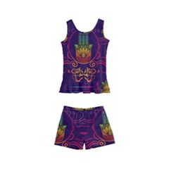 Boho Hamsa Mandala Kids  Boyleg Swimsuit