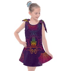 Boho Hamsa Mandala Kids  Tie Up Tunic Dress by lucia