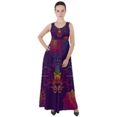 Boho Hamsa Mandala Empire Waist Velour Maxi Dress