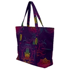 Boho Hamsa Mandala Zip Up Canvas Bag by lucia