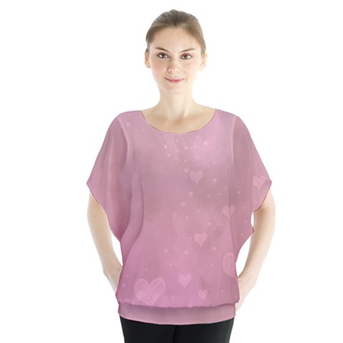 Lovely Hearts Batwing Chiffon Blouse by lucia