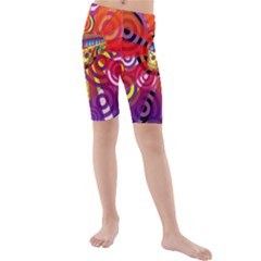 Boho Hippie Bus Kids  Mid Length Swim Shorts