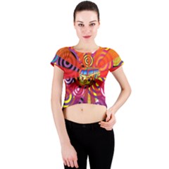 Boho Hippie Bus Crew Neck Crop Top by lucia