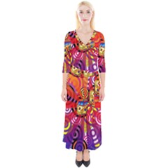 Boho Hippie Bus Quarter Sleeve Wrap Maxi Dress by lucia