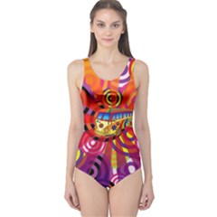 Boho Hippie Bus One Piece Swimsuit by lucia