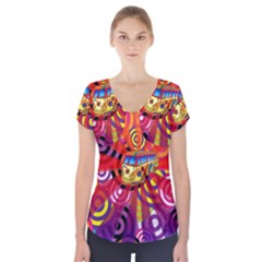 Boho Hippie Bus Short Sleeve Front Detail Top by lucia