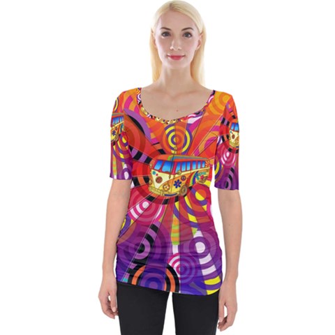 Boho Hippie Bus Wide Neckline Tee by lucia