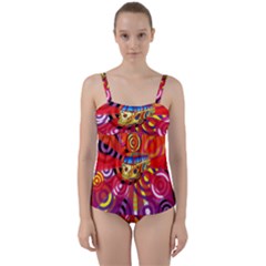 Boho Hippie Bus Twist Front Tankini Set by lucia