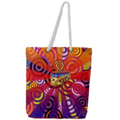 Boho Hippie Bus Full Print Rope Handle Tote (large) by lucia