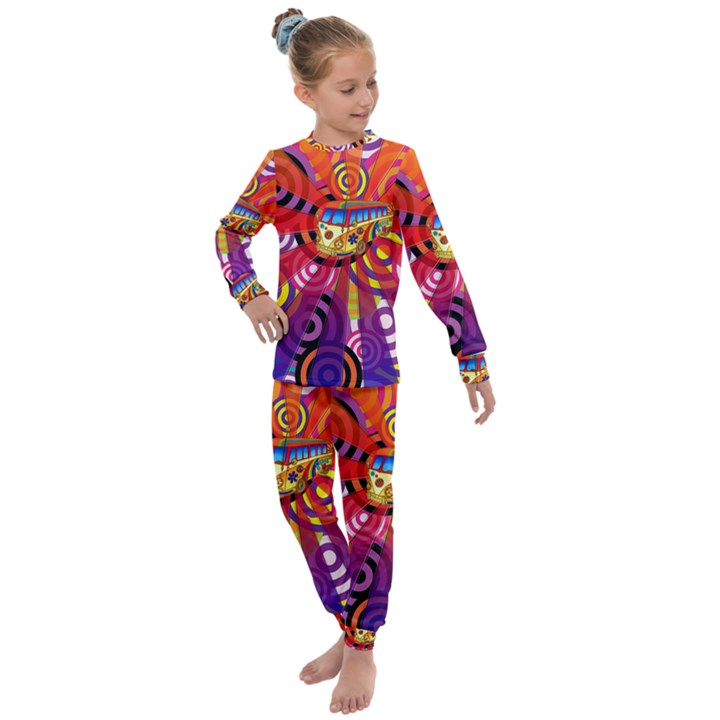 Boho Hippie Bus Kids  Long Sleeve Set 