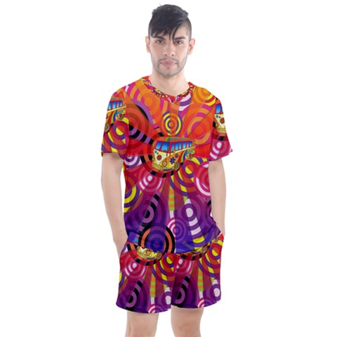 Boho Hippie Bus Men s Mesh Tee And Shorts Set by lucia