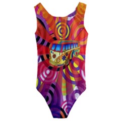 Boho Hippie Bus Kids  Cut-out Back One Piece Swimsuit by lucia