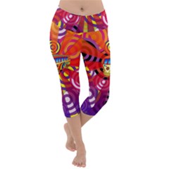 Boho Hippie Bus Lightweight Velour Capri Yoga Leggings