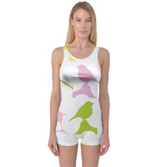 Bird Watching - Colorful Pastel One Piece Boyleg Swimsuit by WensdaiAmbrose