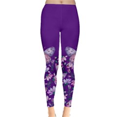 Purple Spring Butterfly Leggings  by lucia