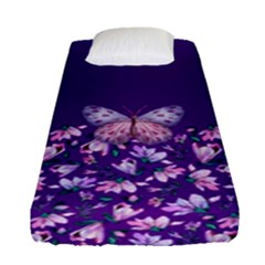 Purple Spring Butterfly Fitted Sheet (single Size) by lucia