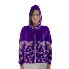 Purple Spring Butterfly Hooded Windbreaker (women)