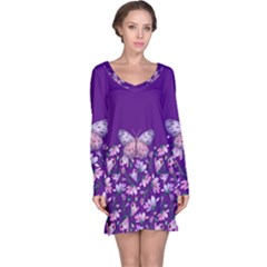 Purple Spring Butterfly Long Sleeve Nightdress by lucia