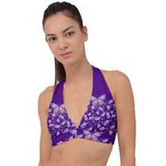 Purple Spring Butterfly Halter Plunge Bikini Top by lucia