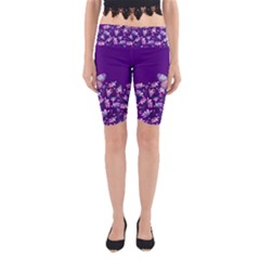 Purple Spring Butterfly Yoga Cropped Leggings by lucia