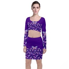 Purple Spring Butterfly Top And Skirt Sets