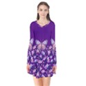 Purple Spring Butterfly Long Sleeve V-neck Flare Dress View1