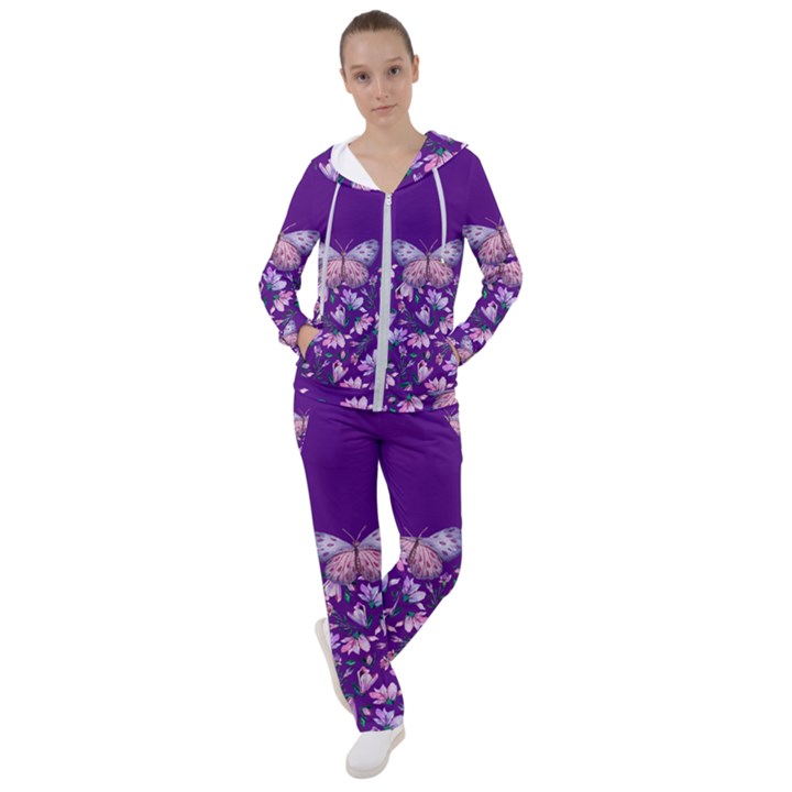 Purple Spring Butterfly Women s Tracksuit