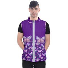 Purple Spring Butterfly Men s Puffer Vest