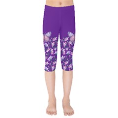 Purple Spring Butterfly Kids  Capri Leggings  by lucia