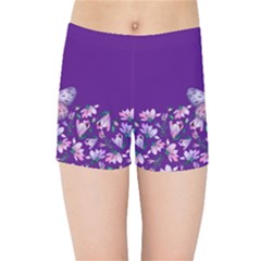 Purple Spring Butterfly Kids  Sports Shorts by lucia