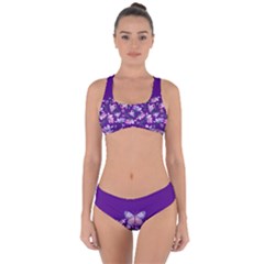 Purple Spring Butterfly Criss Cross Bikini Set by lucia