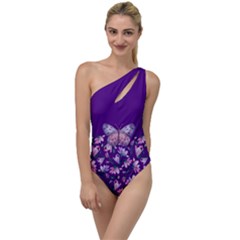 Purple Spring Butterfly To One Side Swimsuit by lucia