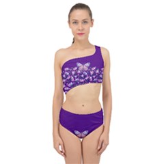 Purple Spring Butterfly Spliced Up Two Piece Swimsuit by lucia