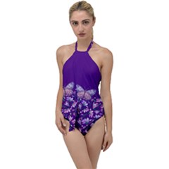 Purple Spring Butterfly Go With The Flow One Piece Swimsuit by lucia