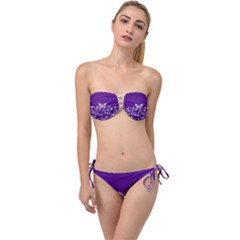 Purple Spring Butterfly Twist Bandeau Bikini Set by lucia