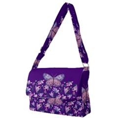 Purple Spring Butterfly Full Print Messenger Bag by lucia