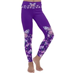 Purple Spring Butterfly Kids  Lightweight Velour Classic Yoga Leggings by lucia