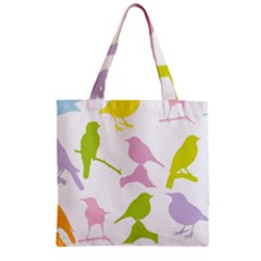 Bird Watching - Colorful Pastel Zipper Grocery Tote Bag by WensdaiAmbrose