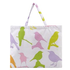 Bird Watching - Colorful Pastel Zipper Large Tote Bag by WensdaiAmbrose