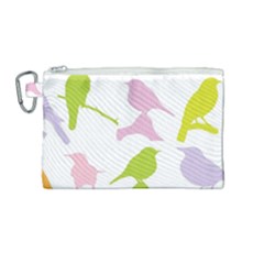 Bird Watching - Colorful Pastel Canvas Cosmetic Bag (medium) by WensdaiAmbrose