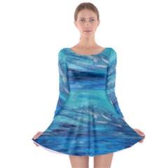 Into The Chill  Long Sleeve Skater Dress by arwwearableart