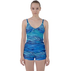 Into The Chill  Tie Front Two Piece Tankini by arwwearableart