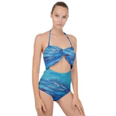 Into The Chill  Scallop Top Cut Out Swimsuit by arwwearableart