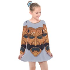 Mask India South Culture Kids  Long Sleeve Dress by Sudhe