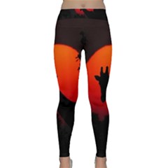 Giraffe Animal Africa Sunset Classic Yoga Leggings by Sudhe