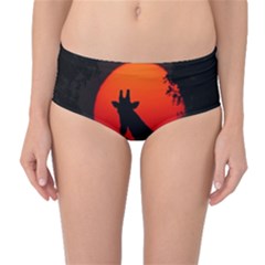 Giraffe Animal Africa Sunset Mid-waist Bikini Bottoms by Sudhe