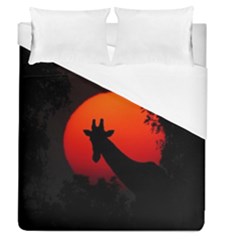 Giraffe Animal Africa Sunset Duvet Cover (queen Size) by Sudhe