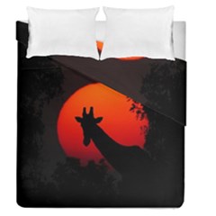 Giraffe Animal Africa Sunset Duvet Cover Double Side (queen Size) by Sudhe