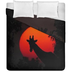 Giraffe Animal Africa Sunset Duvet Cover Double Side (california King Size) by Sudhe