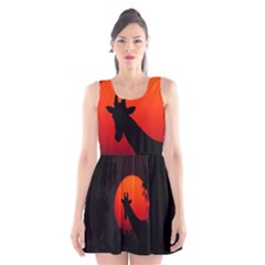 Giraffe Animal Africa Sunset Scoop Neck Skater Dress by Sudhe